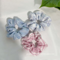 Striped Lattice Elastic Hair Chiffon Scrunchies Ties Ropes Hair Accessories for Women and Girl